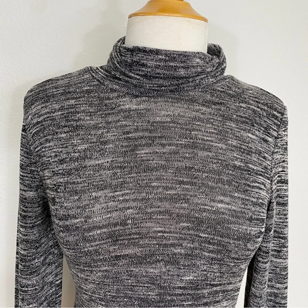Anthropologie Pure + Good Gray Marbled Turtleneck Soft Stretch Knit Top Size M